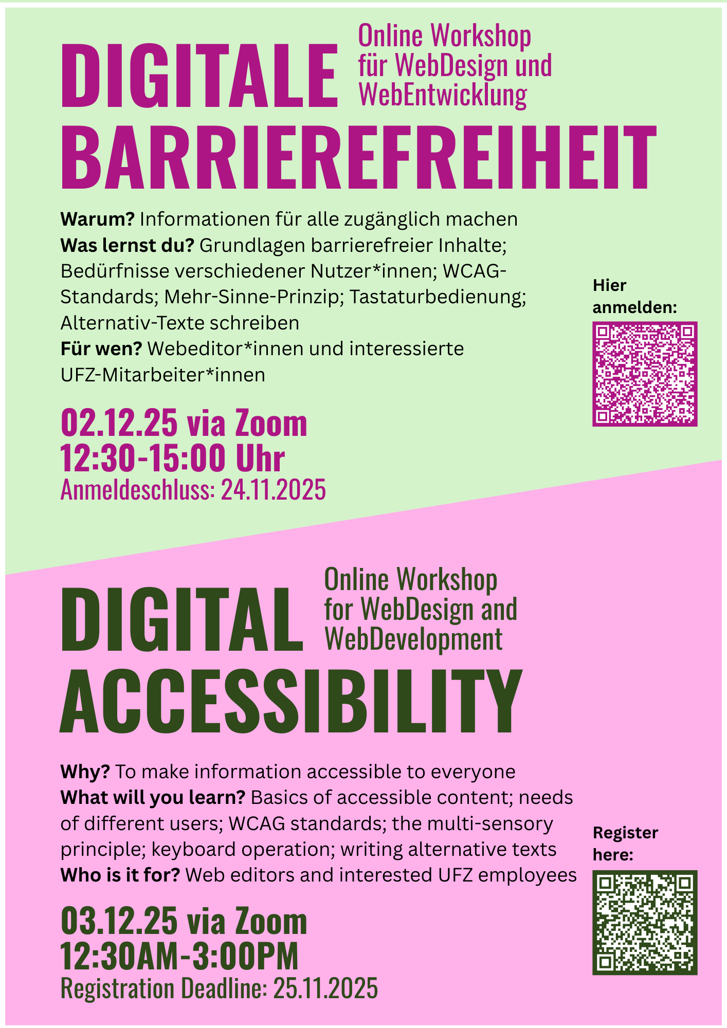Poster for workshop on digital accessibility on december 3, 2025